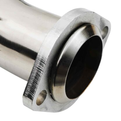 Flared ends to fit using the OEM donut gaskets and spring bolts
