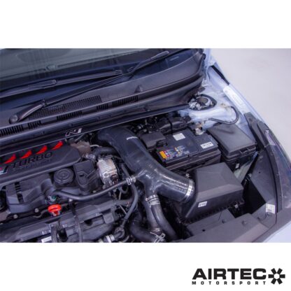 the enlarged turbo inlet elbow features a freer-flowing design with an increased internal diameter.How it worksThe original elbow begins at 43mm from the turbo inlet and gradually tapers up to just 53mm in diameter as it reaches the induction pipe work. This causes an unnecessary restriction within the intake side that hampers flow and limits throttle response.Our AIRTEC Motorsport direct replacement cast aluminium elbow gently tapers from the turbo inlet out to a huge 76mm diameter