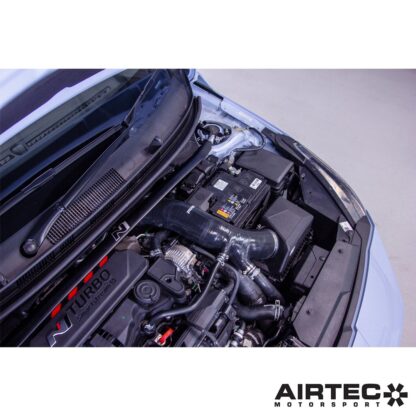 an increase of over 50% compared to the original and an increase of 106% in cross-sectional area. This increased volume and improved design works to reduce restriction and improve flow to the turbo. The kit also comes with a 76mm silicone hose ensuring the diameter is maintained all the way to the air box