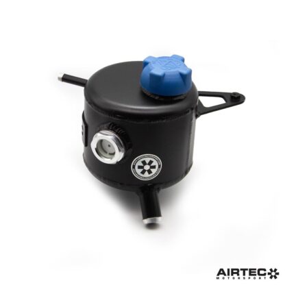 the AIRTEC Motorsport header tank is made from lightweight aluminium and comes in a high quality powder coated black finish. It also features a sight glass to view the coolant level and comes with an uprated high pressure cap.The tank uses original fixing points