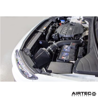 bolt-on installation.Its improved air flow and straight forward fitment makes it an essential modification for all modified Hyundai Kona N models.Features:Kit designed specially for the Kona N modelImproved air flow for power and performance increasesAIRTEC performance air filterLaser cut heat shieldAlloy intake pipeSilicone hose connectorsFull fitting instructionsAvailable in Pro-Series Black FinishAIRTEC part no: ATIKHYU6