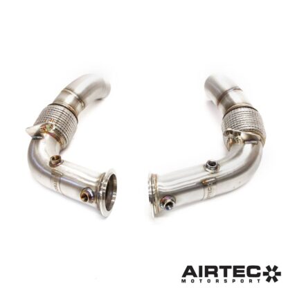 increased power and a more aggressive exhaust note.One of the only manufacturers that offer a cast elbow to retain diameter!Will fit the following models:F10 M5F06/F12/F13 M6Please note: De-cats are sold for motorsport and off road use only and will not pass a UK MOT test or police road side checks.Features:Made from stainless steelAIRTEC laser cut plaqueSmooth bends to ensure increased flowFits original and aftermarket exhaust systemsImproved performance further enhanced with remapAIRTEC Part No: ATEXHBMW2