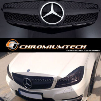 Chromiumtech 2007-2011 Mercedes W204 C-Class Matte Black SPORT Grille AMG Style