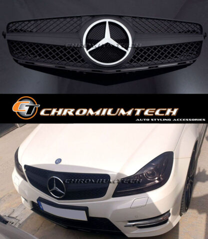 Chromiumtech 2007-2011 Mercedes W204 C-Class Matte Black SPORT Grille AMG Style