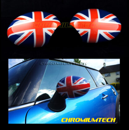 Chromiumtech Colored Union Jack Mirror Cap Covers for MK2 MINI Cooper/ ONE/ Cooper S/ Convertible/Hatch/Countryman/Clubman/Paceman (for manual folding mirrors)