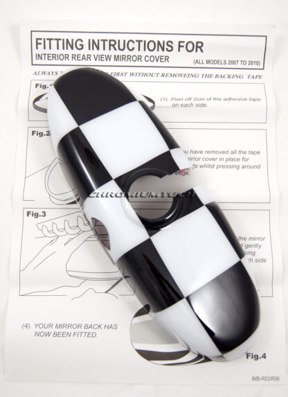 Chromiumtech 04+ MINI Interior Rear View Mirror Cover (Chequered) - for manual anti-dazzle mirror
