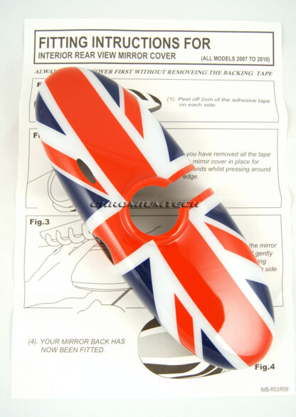 Chromiumtech 04+ MINI Interior Rear View Mirror Cover (Union Jack) - for manual anti-dazzle mirror