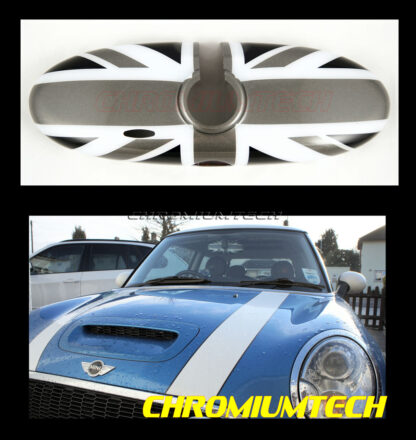 Chromiumtech 04+ MINI Interior Rear View Mirror Cover (Black Union Jack) - for manual anti-dazzle mirror