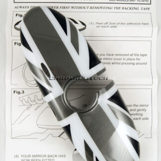 Chromiumtech 04+ MINI Interior Rear View Mirror Cover (Black Union Jack) - for manual anti-dazzle mirror