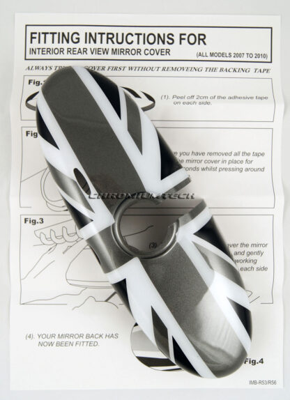 Chromiumtech 04+ MINI Interior Rear View Mirror Cover (Black Union Jack) - for manual anti-dazzle mirror