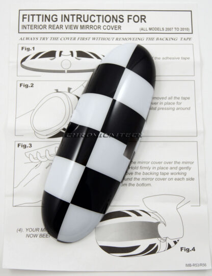 Chromiumtech 01-03 MINI Interior Rear View Mirror Cover (Chequered) - for manual anti-dazzle mirror