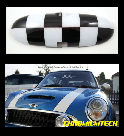 Chromiumtech 01-03 MINI Interior Rear View Mirror Cover (Chequered) - for manual anti-dazzle mirror