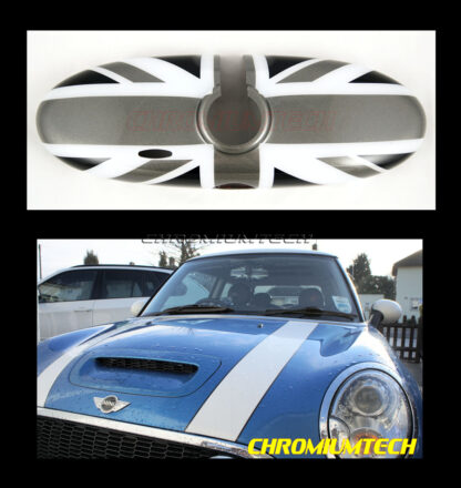 Chromiumtech 01-03 MINI Interior Rear View Mirror Cover (Black Union Jack) - for manual anti-dazzle mirror