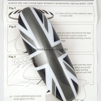 Chromiumtech 01-03 MINI Interior Rear View Mirror Cover (Black Union Jack) - for manual anti-dazzle mirror