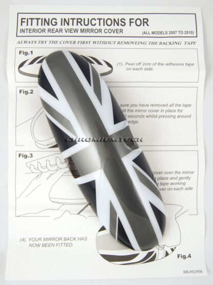 Chromiumtech 01-03 MINI Interior Rear View Mirror Cover (Black Union Jack) - for manual anti-dazzle mirror