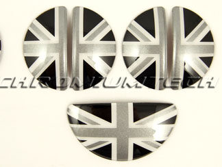 Chromiumtech 2010+ MINI Countryman (R60) Interior Door Handle Covers (incl. footlocker) - (union jack / black jack / chequered) - plastic