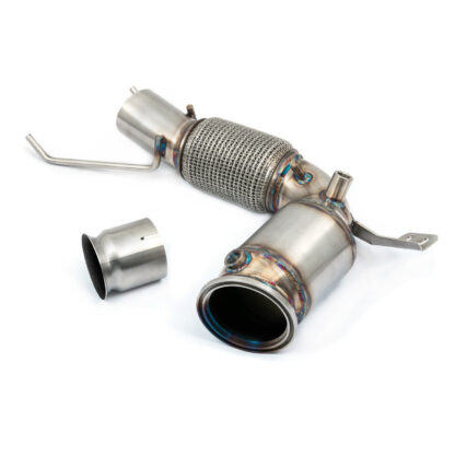 Note: This front downpipe fits to the standard exhaust only.