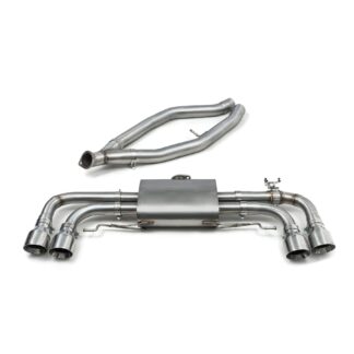 This exhaust removes the factory exhaust outlets and replaces them with a choice of quad exit exhaust tailpipes