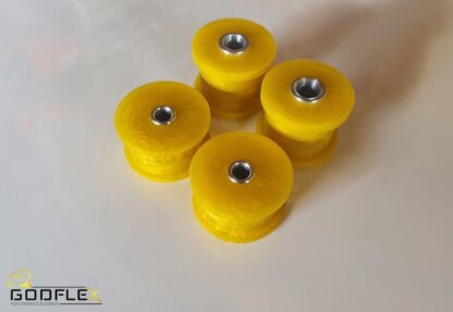 5 & 6 Models (Non-RS) Whats Included ; GodFlex Performance Series Bushing Kit Set of 4 Complete Rear Differential Bushings 4x Lightweight CNC Machined Bushing Pins 1x Sachet of bushing grease GodFlex Performance Series Polyurethane Bushing kits are a shore a hardness of 85