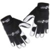 the gloves include finger grips and a velcro strap to ensure a snug fit.