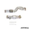 By replacing the restrictive primary catalytic converters located in the original downpipes with specially designed high-flow sports cats
