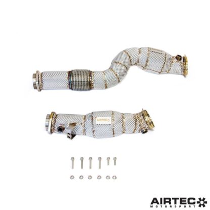 By replacing the restrictive primary catalytic converters located in the original downpipes with specially designed high-flow sports cats