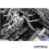 the pipework is finished in powder-coated black for a subtle OEM+ look and is joined with a Pro Hoses silicone pipe and connector. The installation package includes all fixtures and fittings
