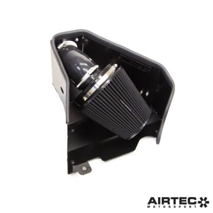 bolt-on modification for track or fast road use.This freer-flowing induction kit replaces the car’s original air box and restrictive intake set up. It features a large