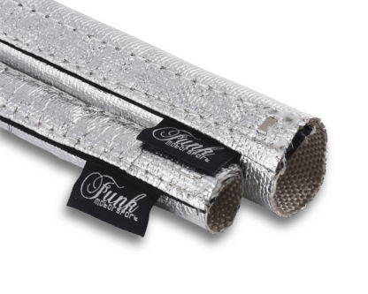 The Funk Motorsport Silver Velcro Heat Sleeving allows both protection of vital lines and signal cables whilst at the same time keeping the engine bay or cabin tidy. This type of heat Insulation sleeve will improve reliability in the entire engine bay of your car.