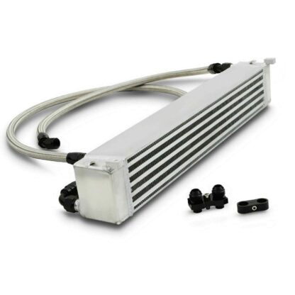 Designed to provide a longer cooling path and surface area to reduce the temperature of the oil more than the OEM kit