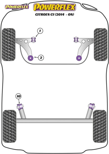 Powerflex Front Wishbone Front Bushes  - 108 (2014 - ON) - PFF12-701
