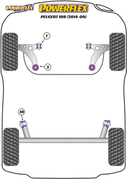 Powerflex Front Wishbone Front Bushes  - 108 (2014 - ON) - PFF12-701