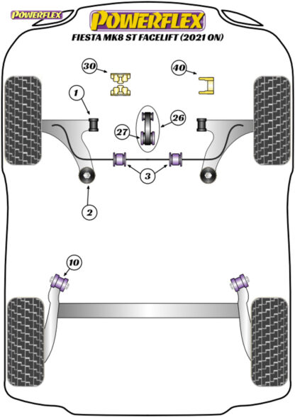 Powerflex Lower Torque Mount Large Bush Insert - Fiesta MK8.5 ST 200 Facelift (2021 on) - PFF19-2227