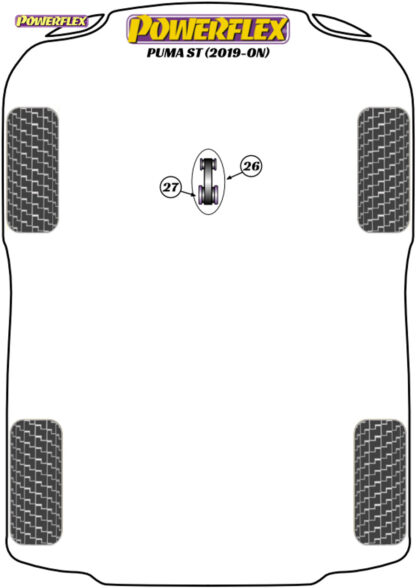 Powerflex Track Lower Torque Mount Large Bush Insert - Puma ST (2019-on) - PFF19-2227BLK