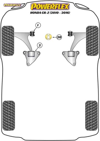 Powerflex Track Lower Engine Mount Bushes Insert  - CR-Z (2010 - 2016) - PFF25-820BLK