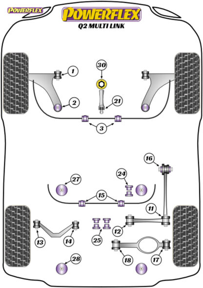 Powerflex Track Lower Torque Mount Small Bush - Transit / Tourneo Connect Mk3 (2021 ON) - PFF3-1324BLK