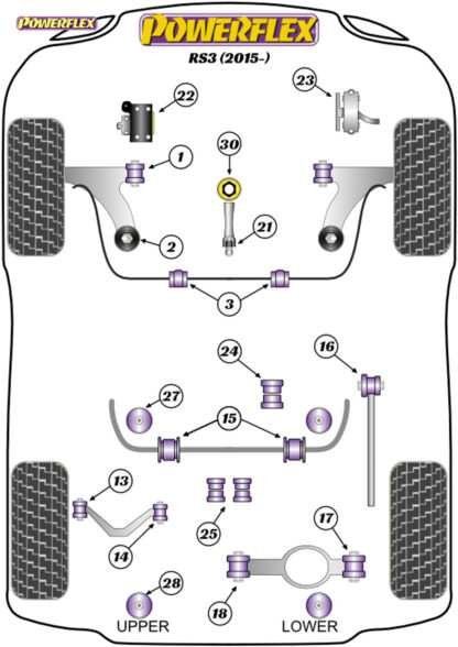 Powerflex Track Lower Torque Mount Small Bush - TT Mk3 8S (2014 on) - PFF3-1326BLK