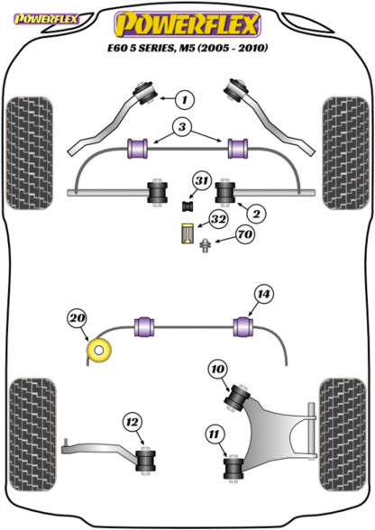 Powerflex Front Roll Bar/Subframe Strengthening Support Plate - E65/E66/E67 7 Series (2001 - 2008) - PFF5-4203PLT
