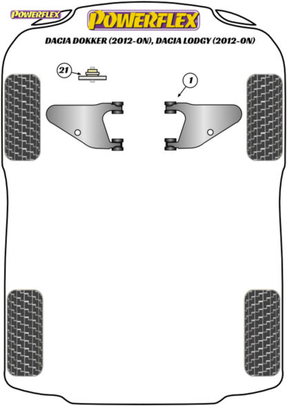 Powerflex Gearbox Mounting Bush Insert - Lodgy (2012 - ON) - PFF60-1421