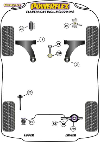 Powerflex Track Rear Upper and Lower Spring Isolator Pads - Elantra AE/CN7 inc N (2020 on) - PFR26-219BLK
