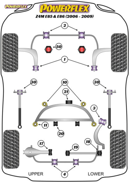Powerflex Track Rear Roll Bar Mounting Bushes 22.5mm - E46 3 Series M3 - PFR5-4609-22.5BLK