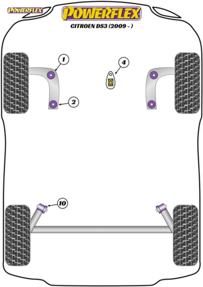 Powerflex Rear Beam Rear Mounting Bushes - DS4 (2010-on) - PFR50-610