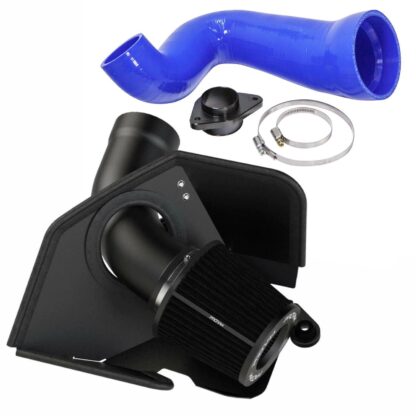designed to optimise airflow. Offers proven performance gains – especially with a tuned vehicle.  CNC machined turbo adapter 4-ply Silicone Intake hose Heat shield helps maintain low intake temperatures by providing a physical barrier between the air filter and the rest of the engine bay Includes all nuts bolts