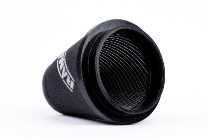 This filter is designed to be fitted to the outside of a rigid pipe such as a MAF sensor housing. These filters have an rubber polymer neck and a cone shaped filter element. This enables easy fitting to space-restricted engine compartments