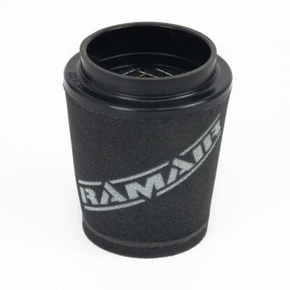 whilst providing a large surface to maximise potential air flow. The filters are constructed using stainless steel cage internal and our famous 15mm thick twin layer foam.  Ramair universal filters are designed and manufactured for a very diverse range of applications and are made here in the UK. They are available in many different sizes and styles available.  Clean using our filter maintenance kit - CK-003 This product has the following dimensions: Filter Internal Neck Diameter: 90mm Filter Neck Length: 18mm Filter Overall Height: 149mm Filter Base Width: 125mm Filter Top Width: 96mm Filter Material: 15mm Dual Layer Foam