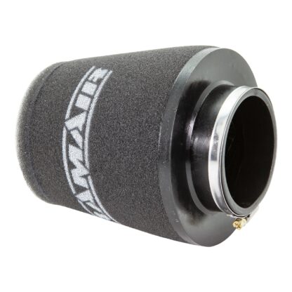 whilst providing a large surface to maximise potential air flow. The filters are constructed using stainless steel cage internal and our famous 15mm thick twin layer foam.  Ramair universal filters are designed and manufactured for a very diverse range of applications and are made here in the UK. They are available in many different sizes and styles available.  Clean using our filter maintenance kit - CK-003 This product has the following dimensions: Filter Internal Neck Diameter: 80mm (3.1inch) Filter Neck Length: 24mm (0.95inch) Filter Overall Height: 167mm (6.6inch) Filter Base Width: 140mm (5.5inch) Filter Top Width: 115mm (4.5inch) Filter Material: Dual Layer Foam