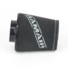 This filter is designed to be fitted to the outside of a rigid pipe such as a MAF sensor housing. These filters have an rubber polymer neck and a cone shaped filter element. This enables easy fitting to space-restricted engine compartments