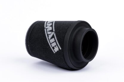 This filter is designed to be fitted to the outside of a rigid pipe such as a MAF sensor housing. These filters have an rubber polymer neck and a cone shaped filter element. This enables easy fitting to space-restricted engine compartments