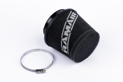 This filter is designed to be fitted to the outside of a rigid pipe such as a MAF sensor housing. These filters have an rubber polymer neck and a cone shaped filter element. This enables easy fitting to space-restricted engine compartments