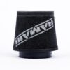 This filter is designed to be fitted to the outside of a rigid pipe such as a MAF sensor housing. These filters have an rubber polymer neck and a cone shaped filter element. This enables easy fitting to space-restricted engine compartments